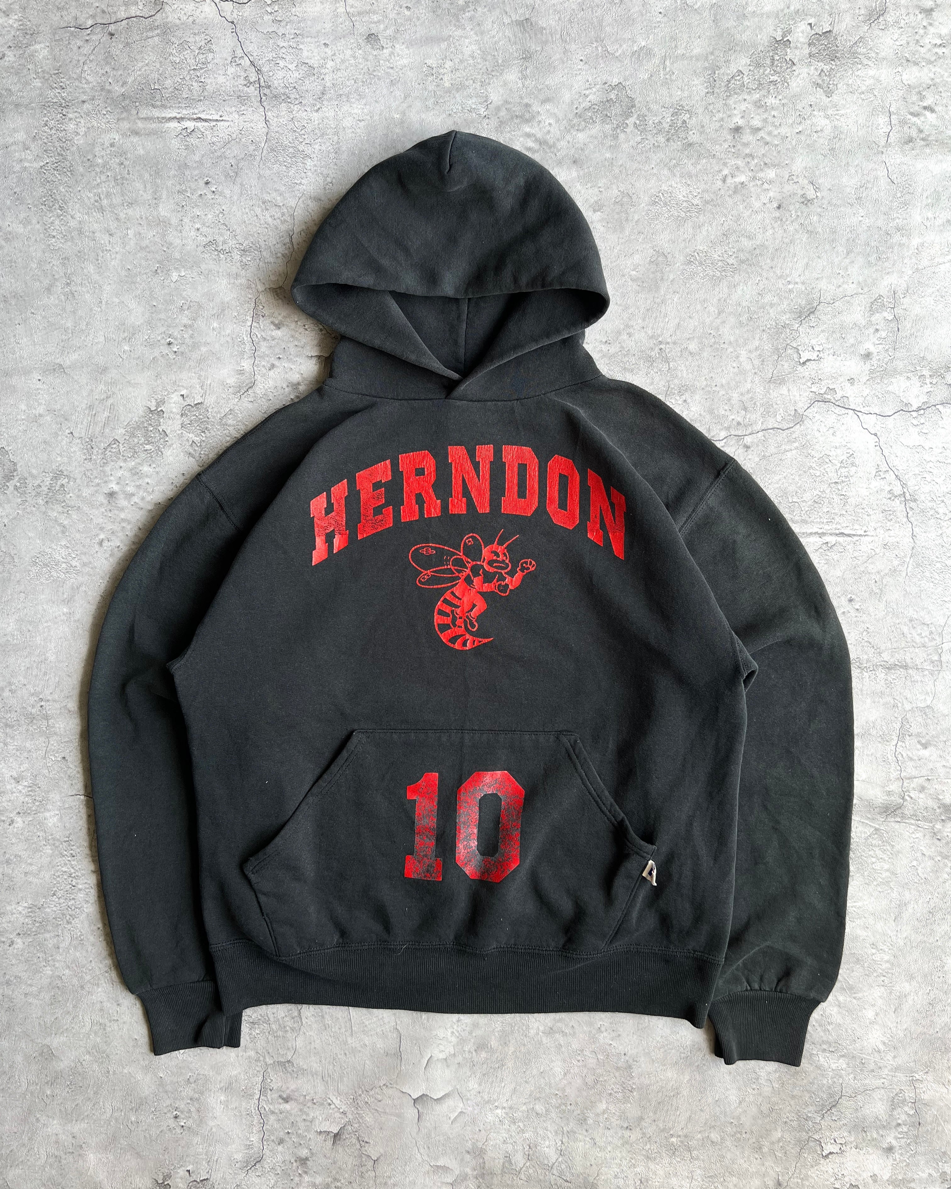 1990S BLACK 'HERNDON' RUSSELL BLANK HOODIE (M)