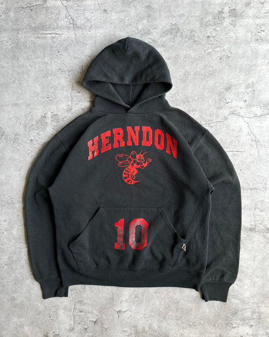 1990S BLACK 'HERNDON' RUSSELL BLANK HOODIE (M)