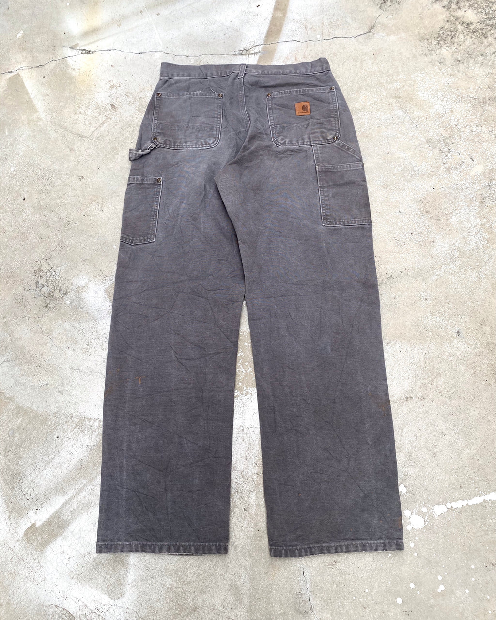 1990S FADED DARK GREY CARHARTT DOUBLE KNEE PANTS (30X32)