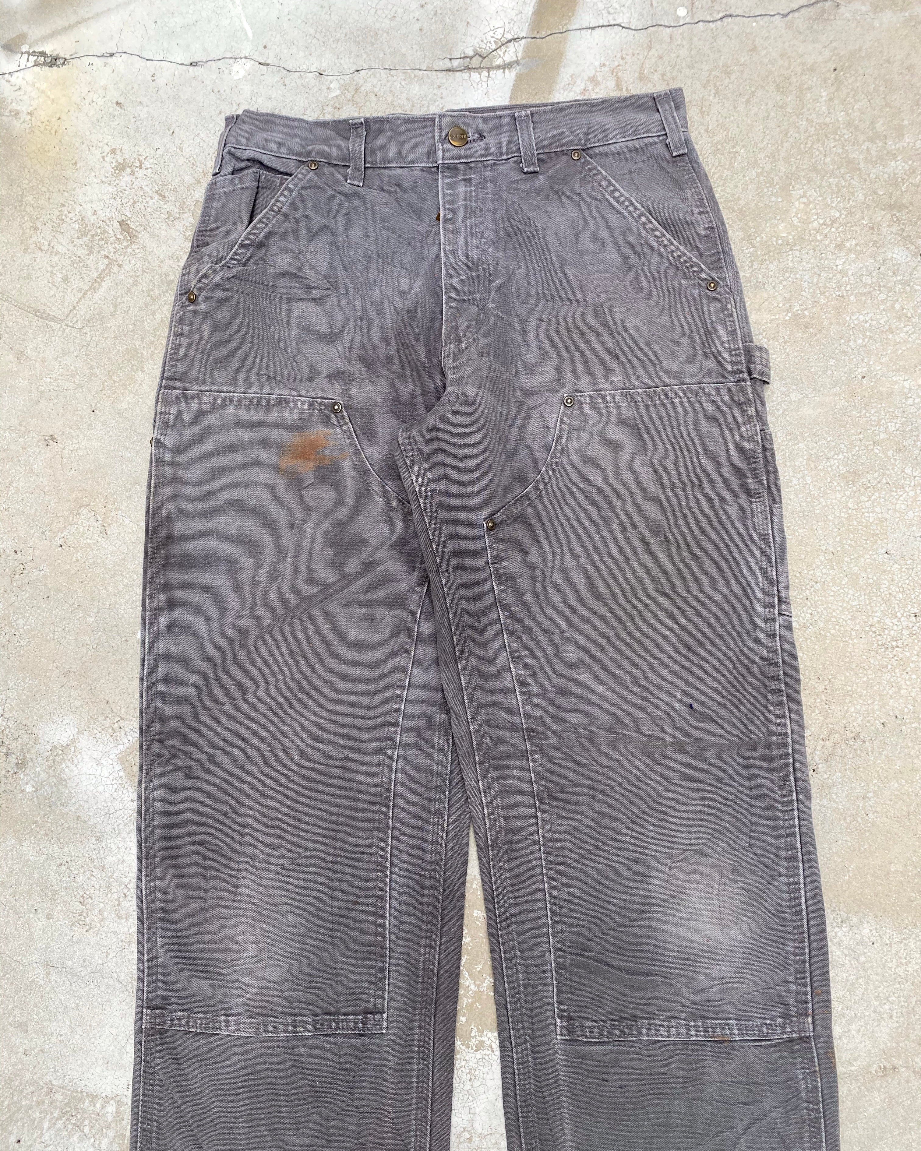 1990S FADED DARK GREY CARHARTT DOUBLE KNEE PANTS (30X32)