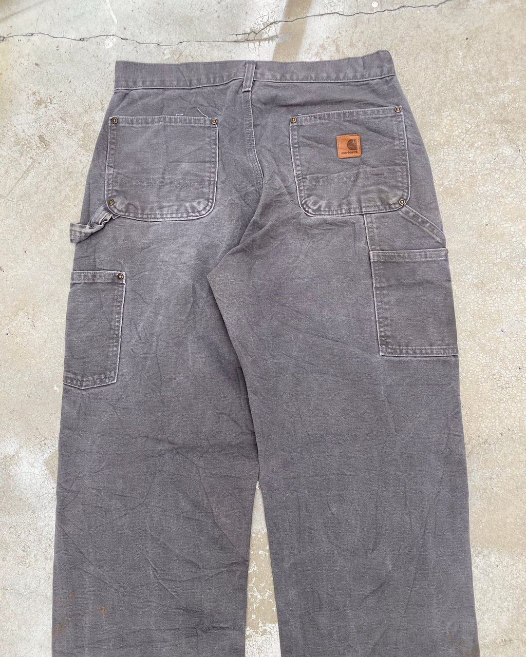 1990S FADED DARK GREY CARHARTT DOUBLE KNEE PANTS (30X32)