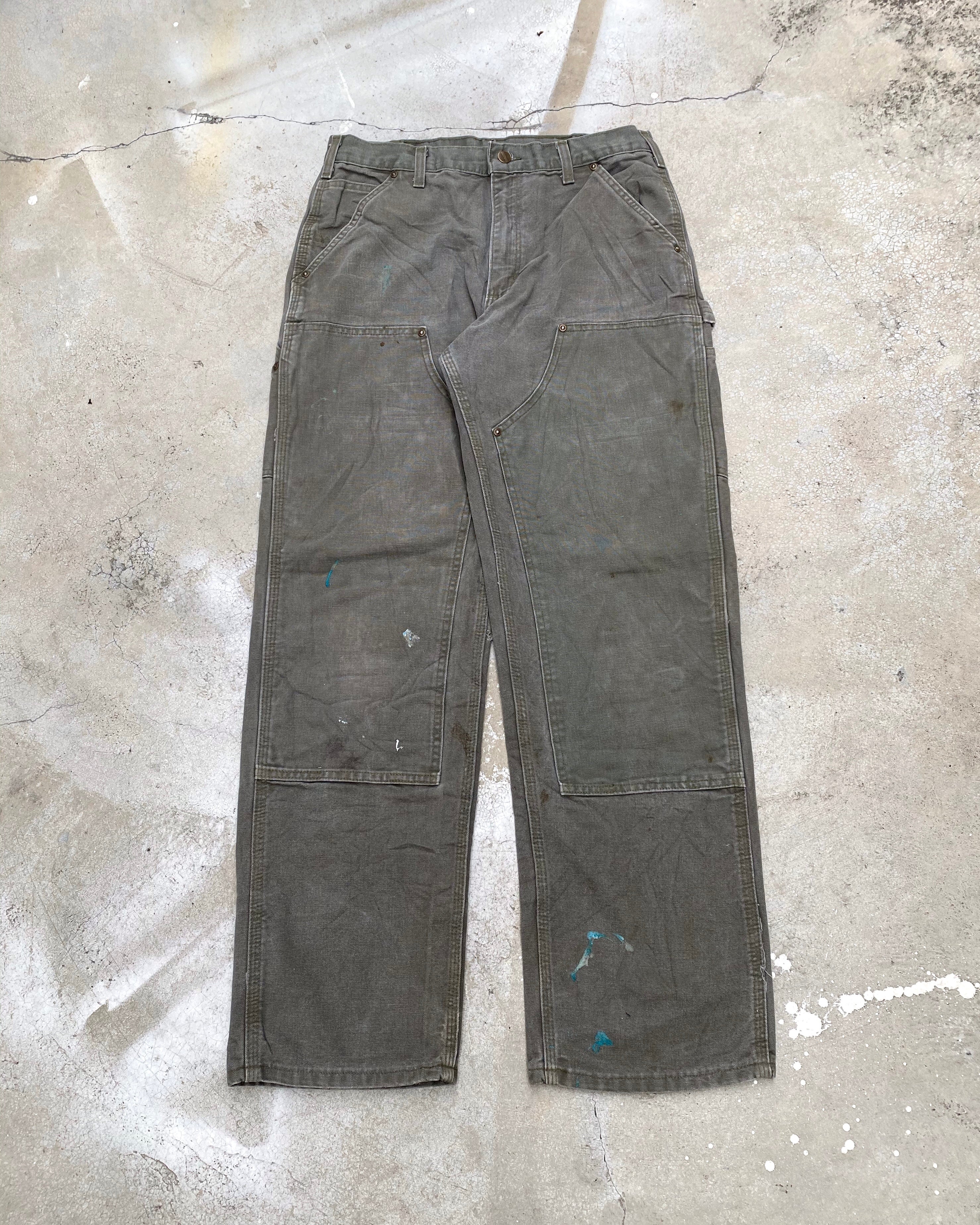 1990S OLIVE GREEN CARHARTT DOUBLE KNEE PANTS (32X32)