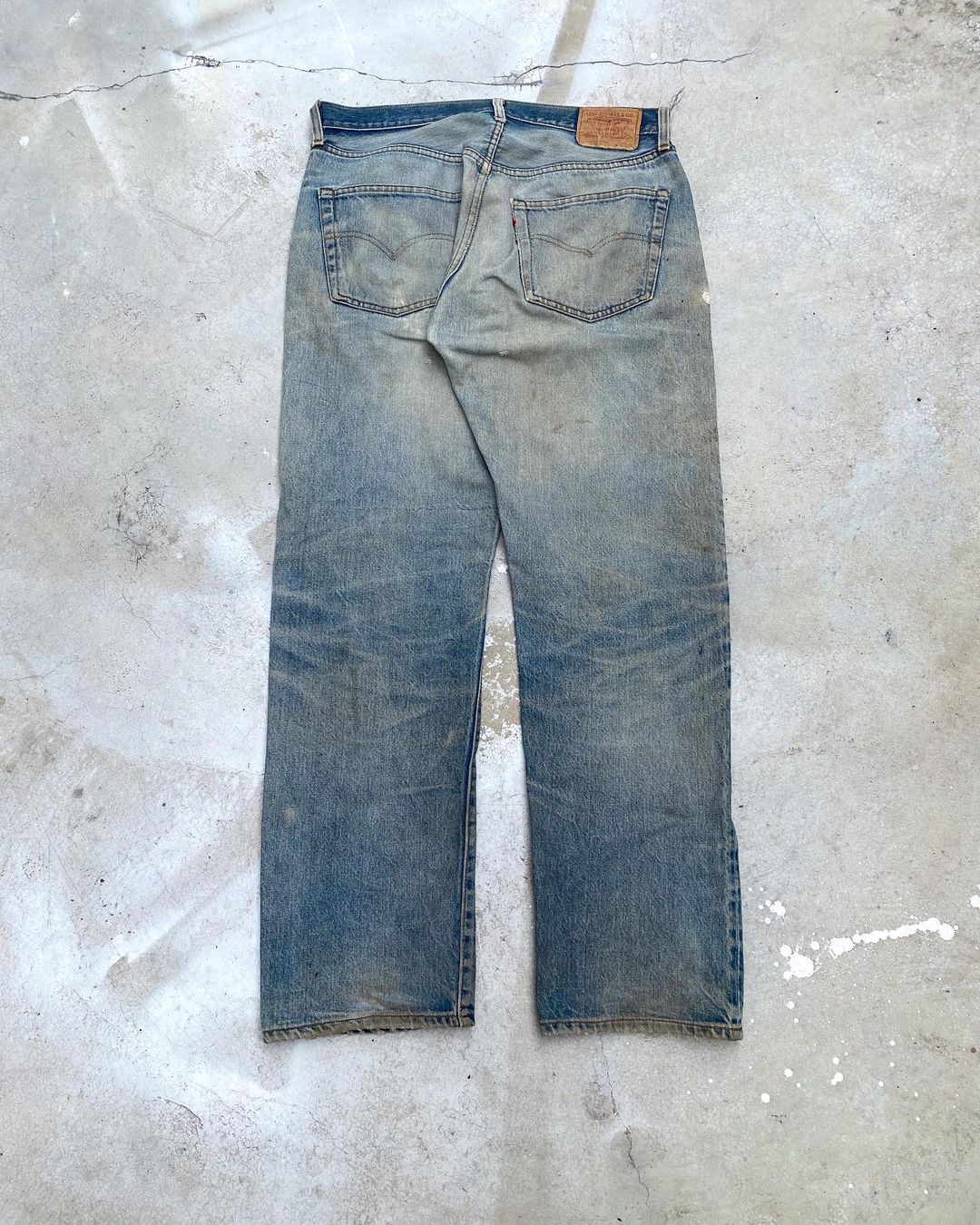 1980s Mud Washed Levi’s 501 Selvedge Repaired Jeans