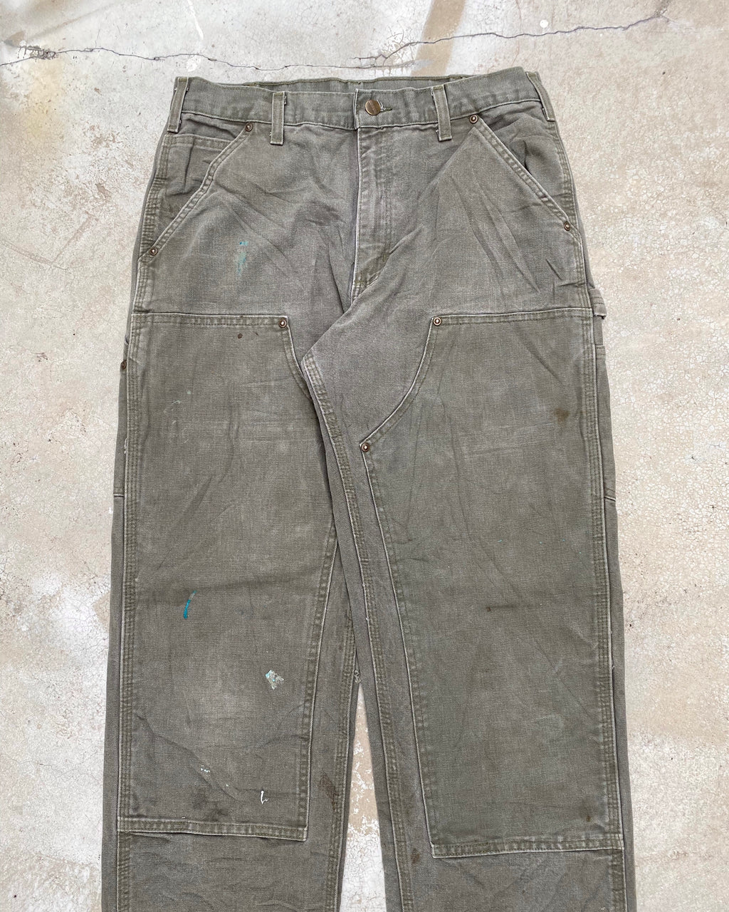 1990S OLIVE GREEN CARHARTT DOUBLE KNEE PANTS (32X32)