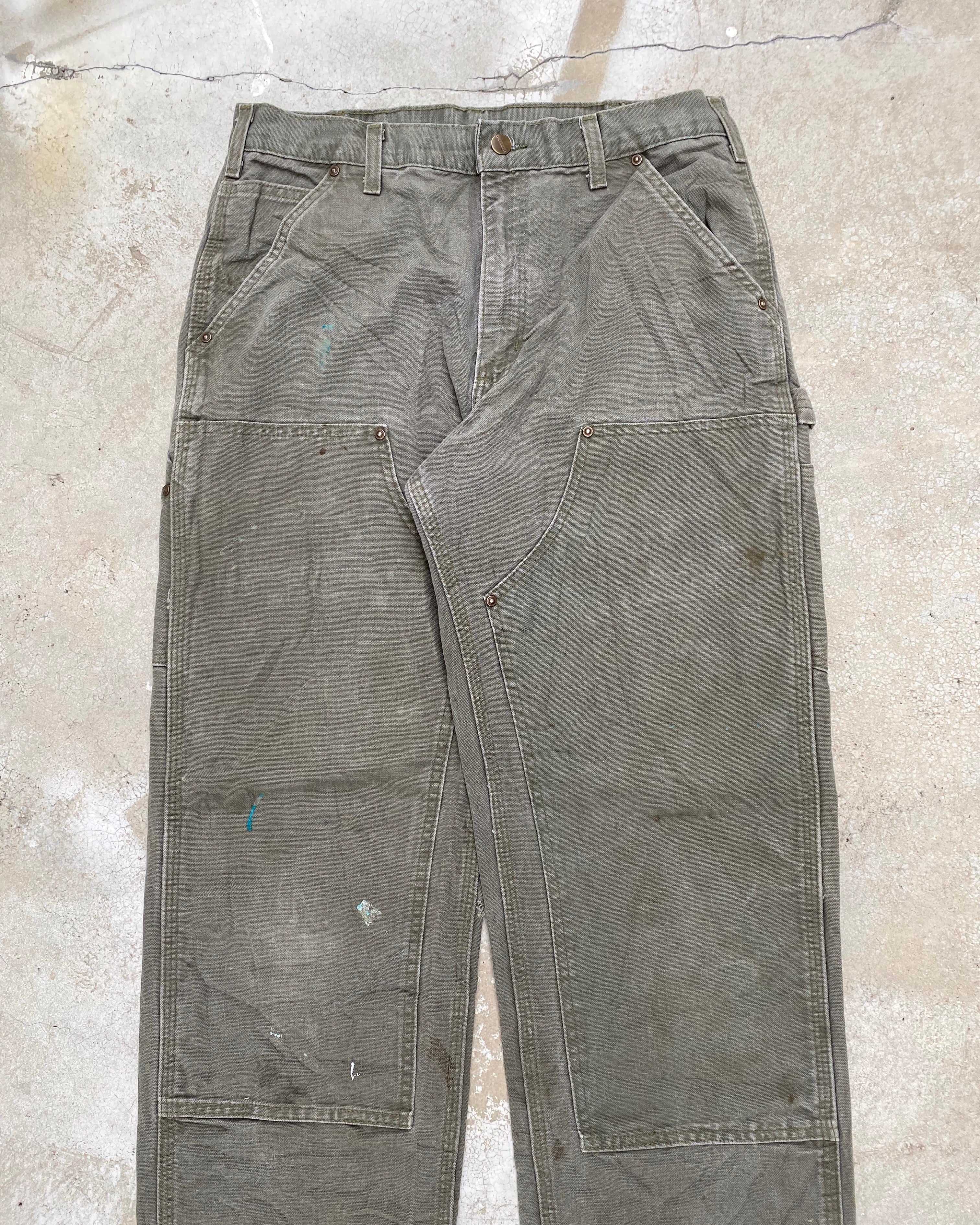 1990S OLIVE GREEN CARHARTT DOUBLE KNEE PANTS (32X32)