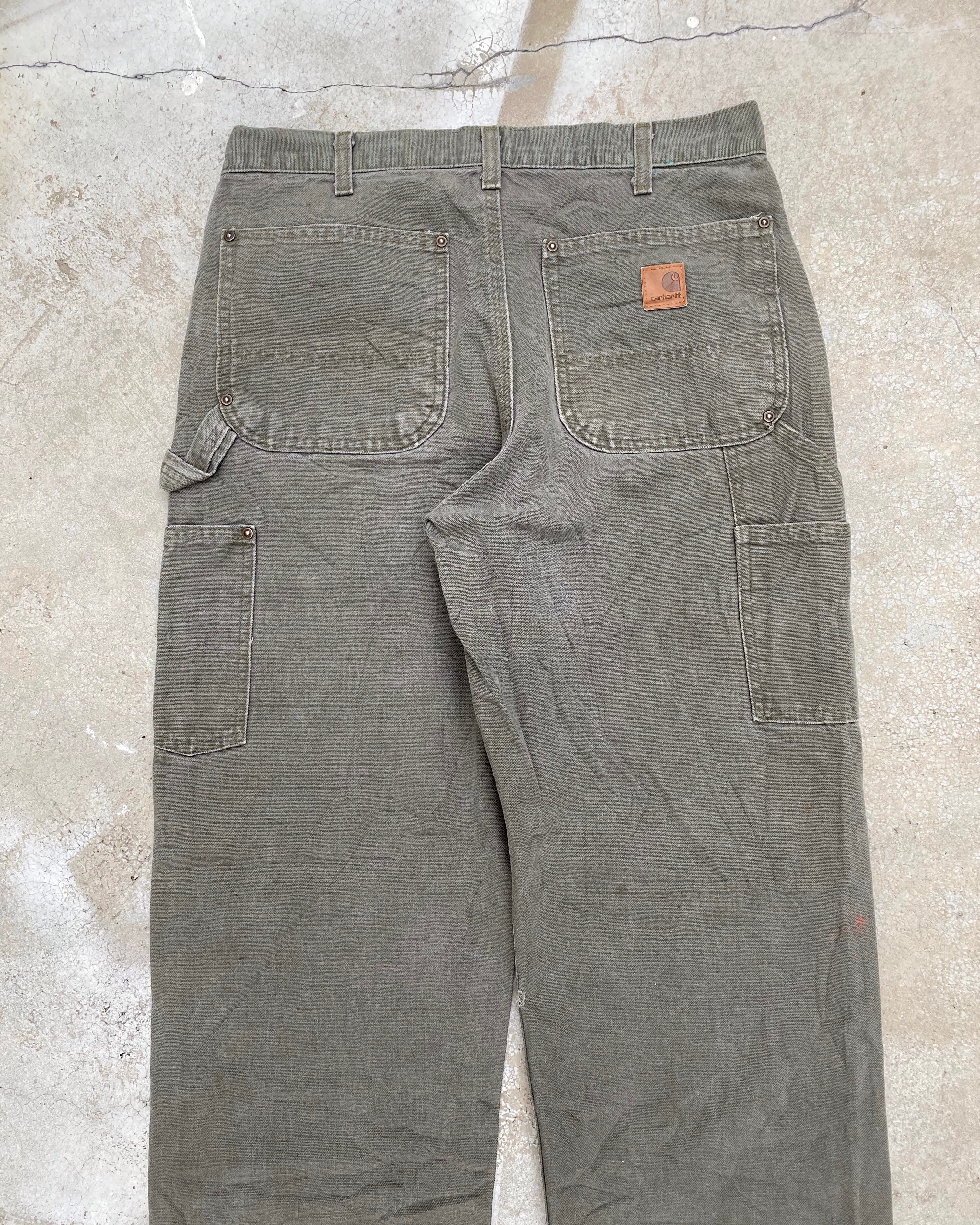 1990S OLIVE GREEN CARHARTT DOUBLE KNEE PANTS (32X32)