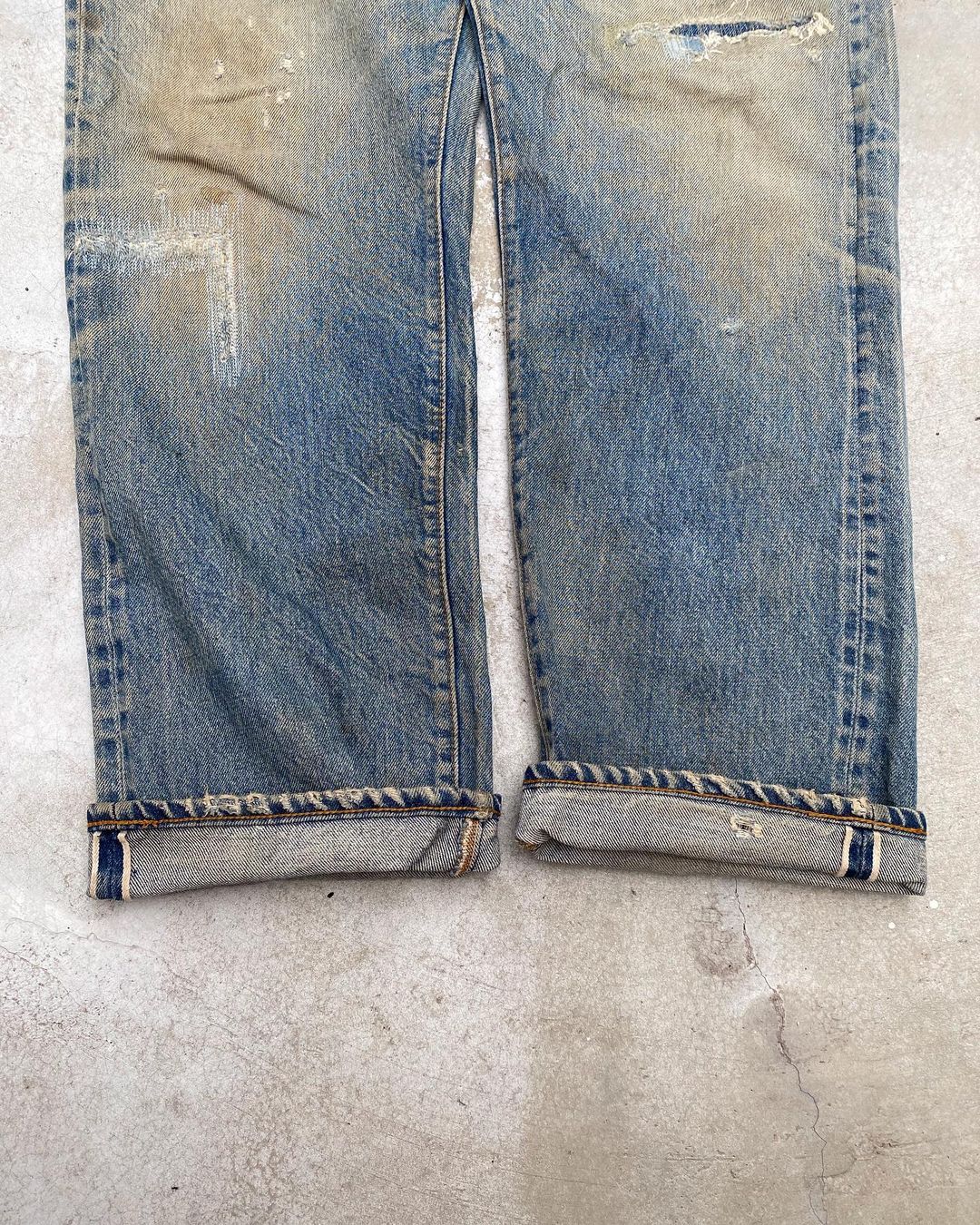 1980s Mud Washed Levi’s 501 Selvedge Repaired Jeans