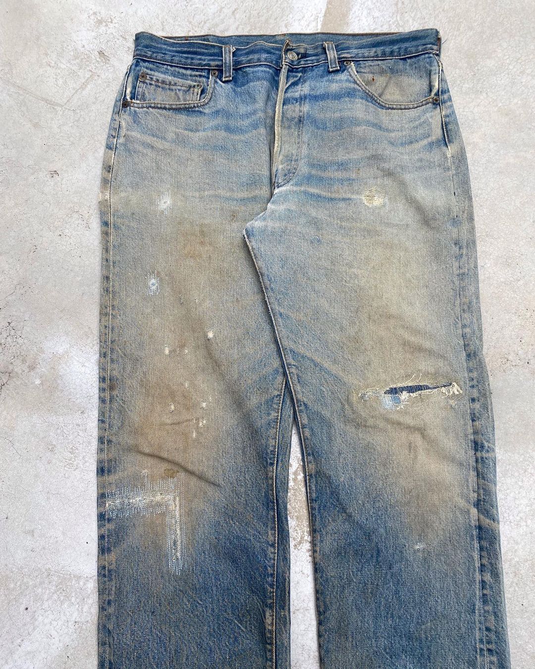1980s Mud Washed Levi’s 501 Selvedge Repaired Jeans