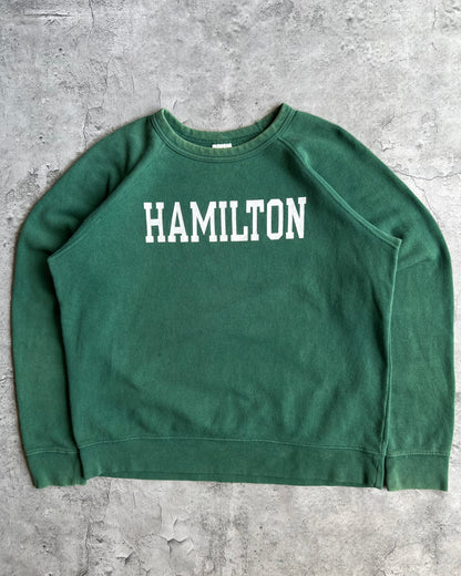 1980S FADED GREEN ' HAMILTON' RAGLAN SWEATSHIRT (L)