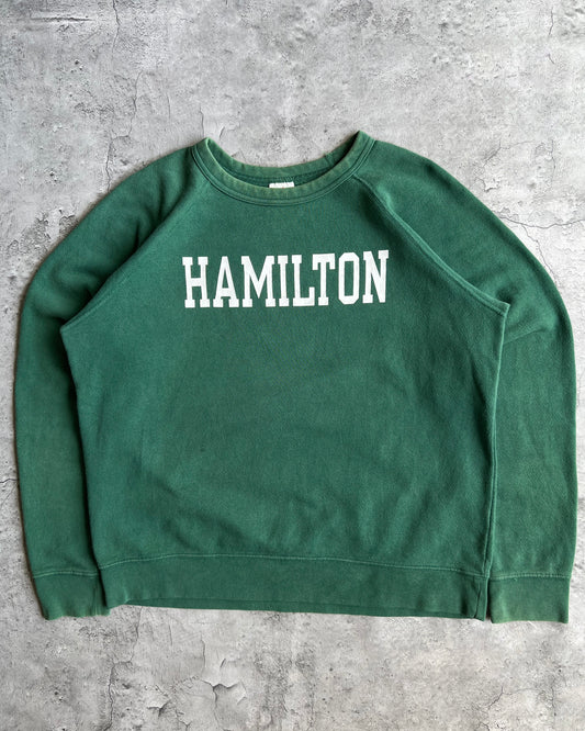 1980S FADED GREEN ' HAMILTON' RAGLAN SWEATSHIRT (L)