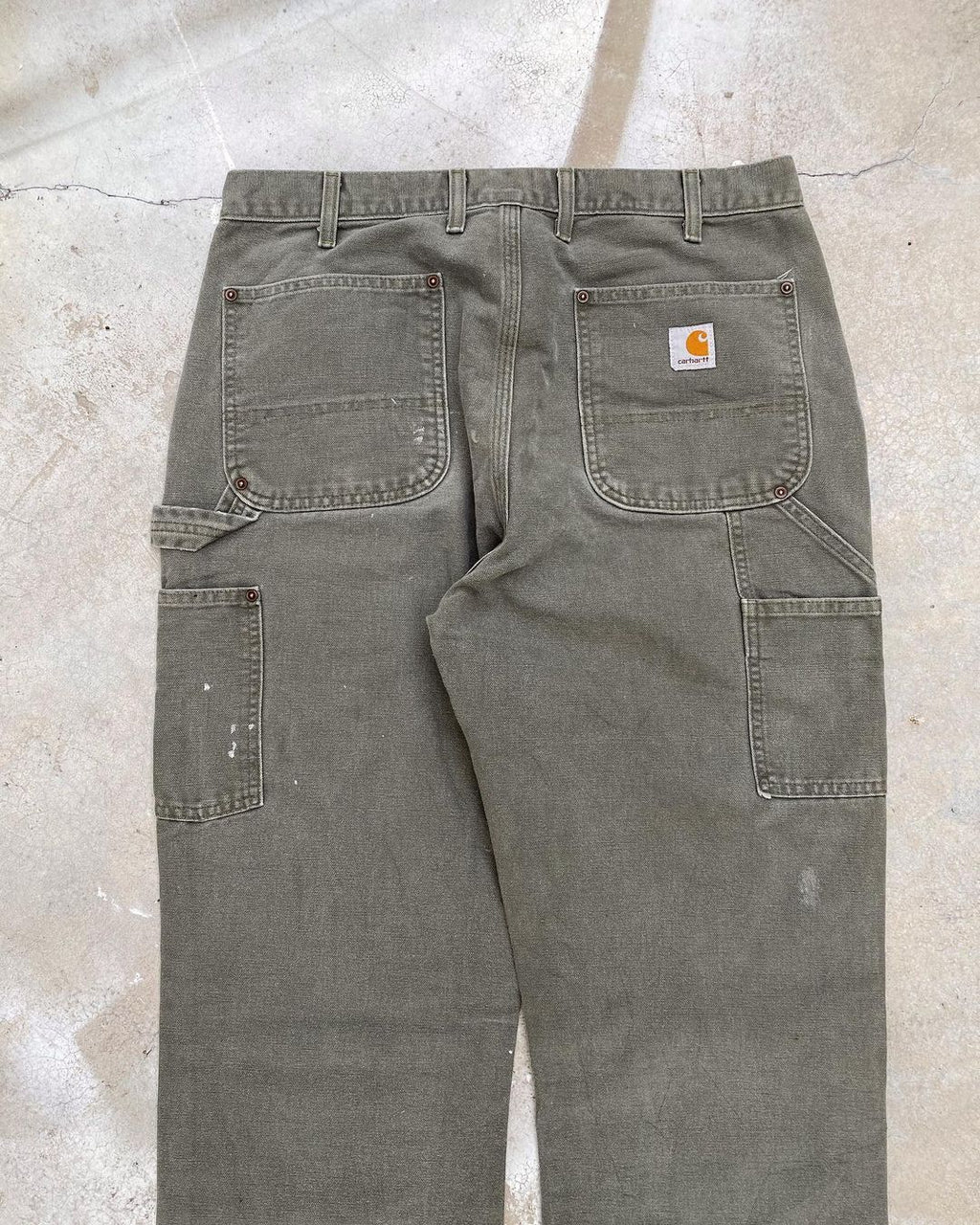 1990s Faded Grey Carhartt Painted Double Knee Pants