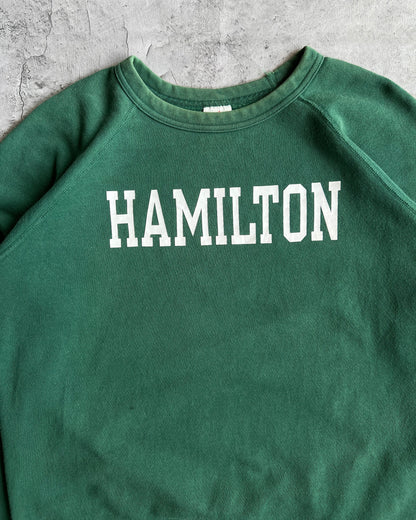 1980S FADED GREEN ' HAMILTON' RAGLAN SWEATSHIRT (L)