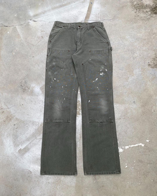 1990s Faded Grey Carhartt Painted Double Knee Pants