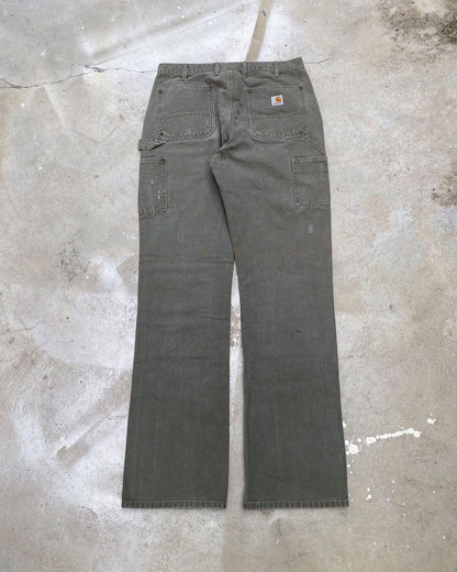 1990s Faded Grey Carhartt Painted Double Knee Pants