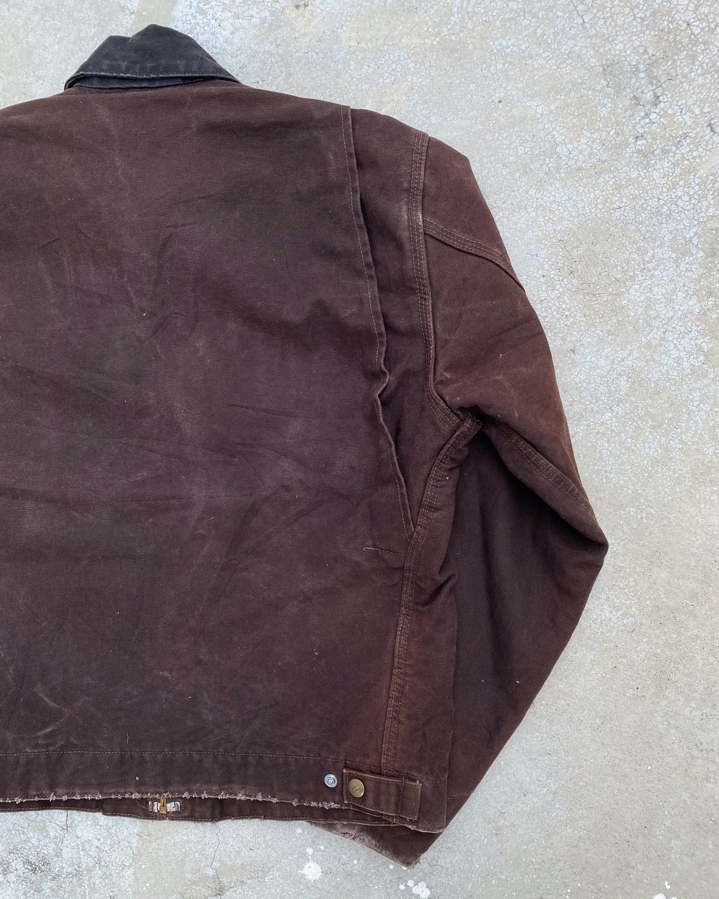 1990S DARK BROWN CARHARTT DETROIT JACKET (M)