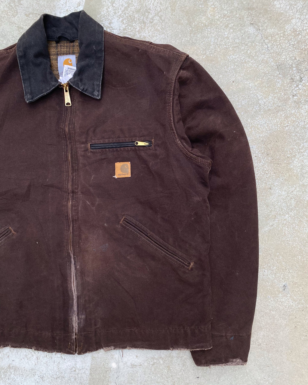 1990S DARK BROWN CARHARTT DETROIT JACKET (M)