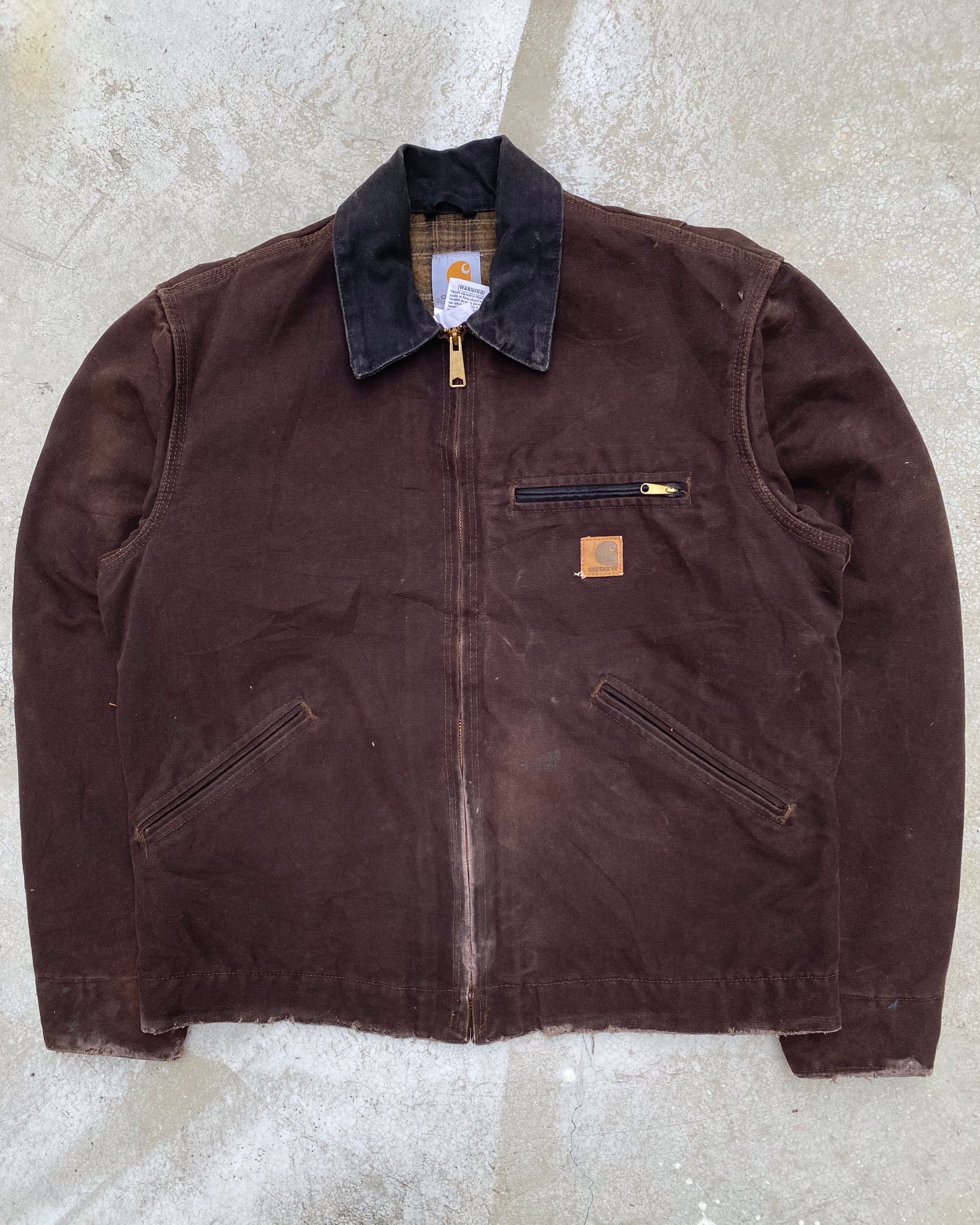 1990S DARK BROWN CARHARTT DETROIT JACKET (M)
