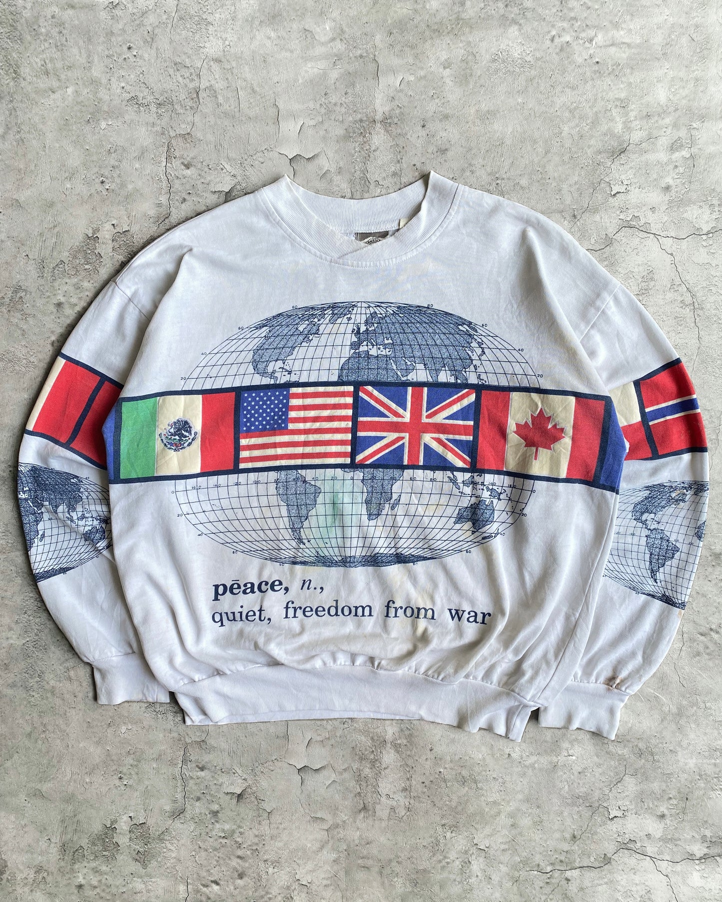 1980S FULL PRINT WORLD PEACE SWEATSHIRT (XL)