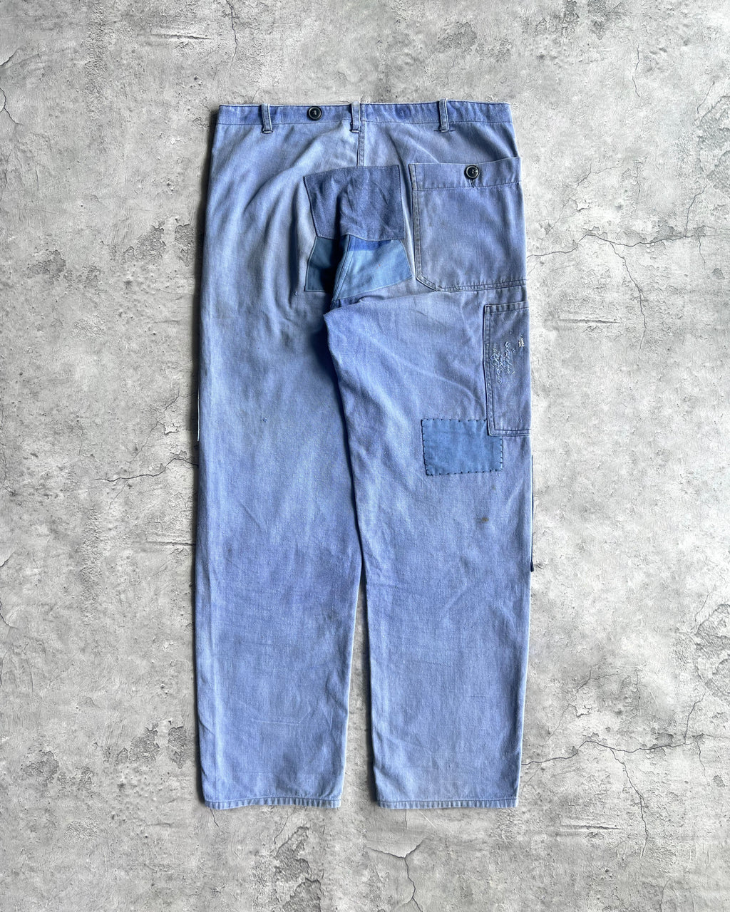 1960S SUN FADED FRENCH REAPIRED TROUSERS (34X30)