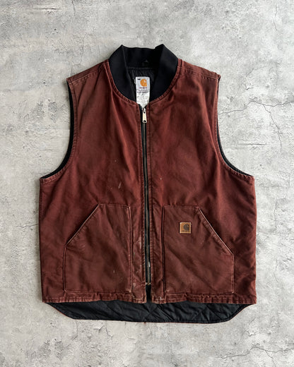 1990S MAROON BROWN CARHARTT WORK VEST (XL)