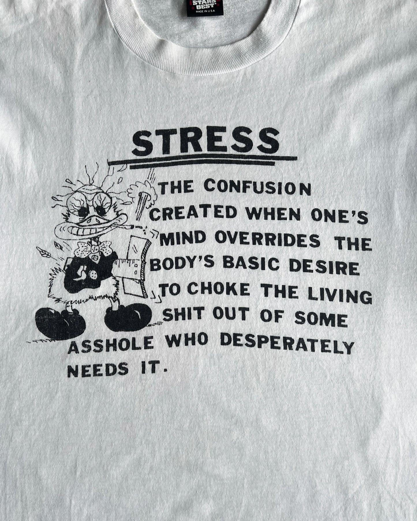 1990S 'STRESS' SINGLE STITCH TEE (XL)