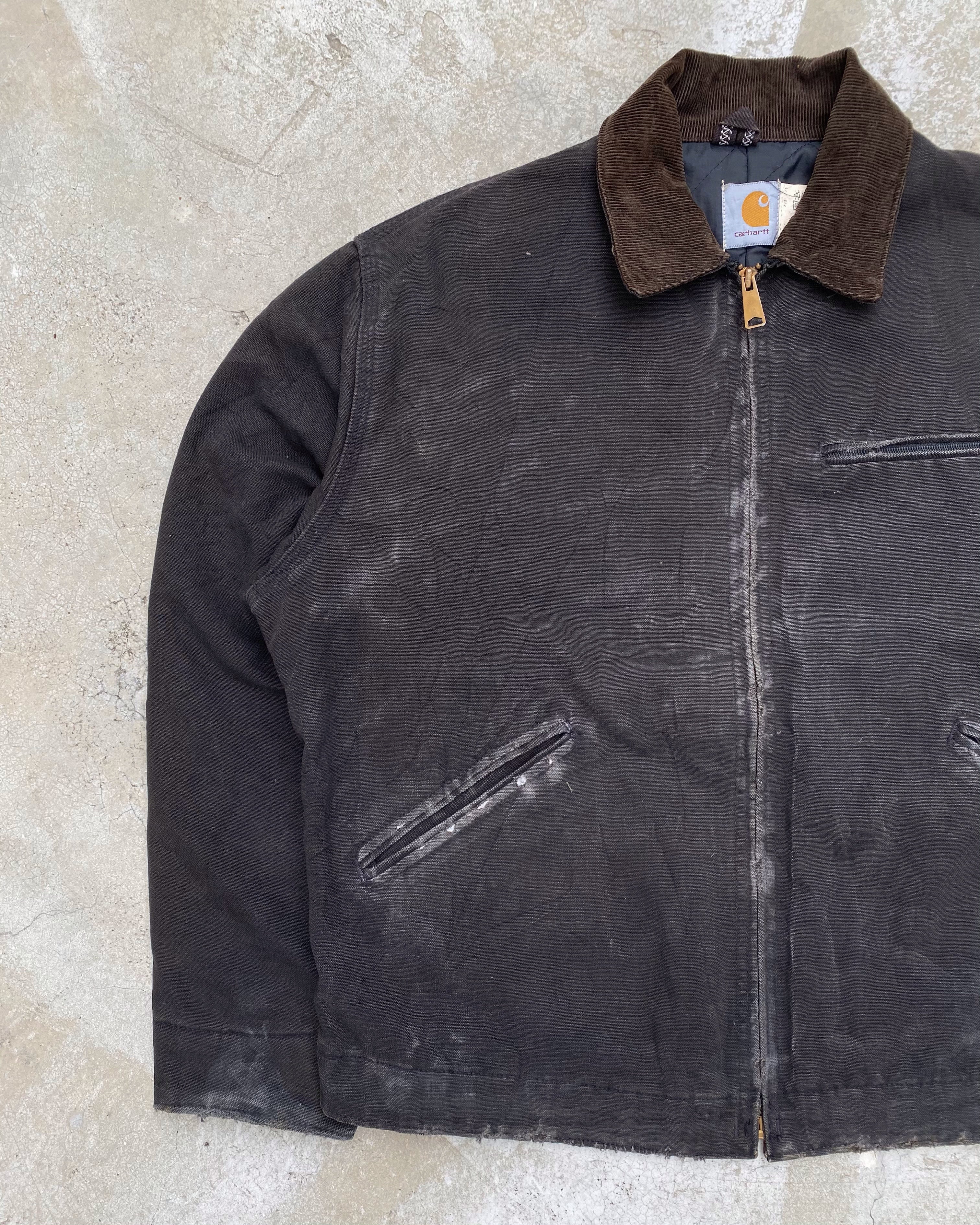 1990S FADED BLACK CARHARTT DETROIT JACKET (L/XL)