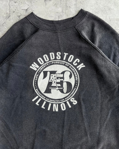 1980S 'WOODSTOCK ILLIONOIS' SHORTSLEEVES RAGLAN SWEATSHIRT (M)