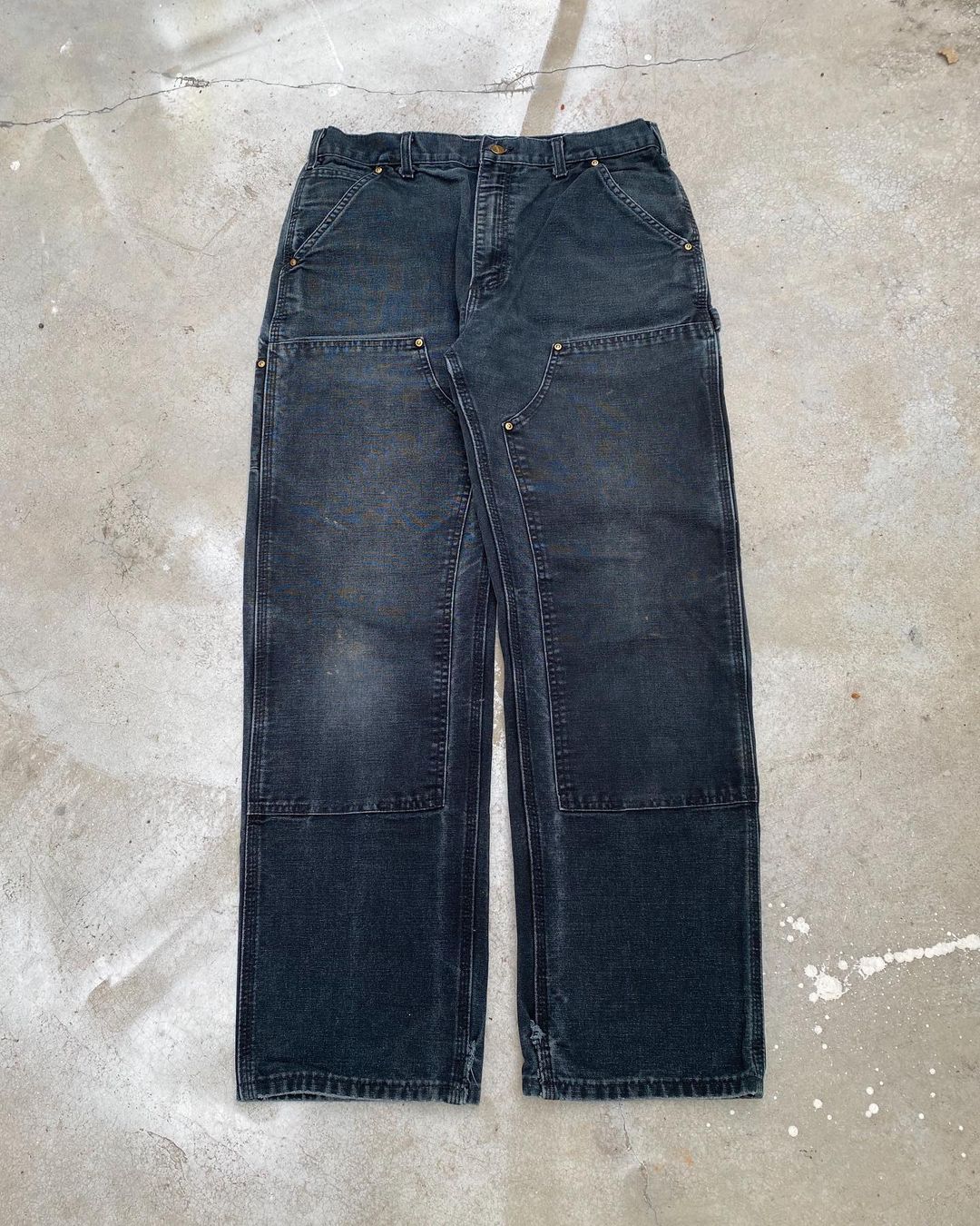 1990s Faded Black Carhartt Double Knee Pants