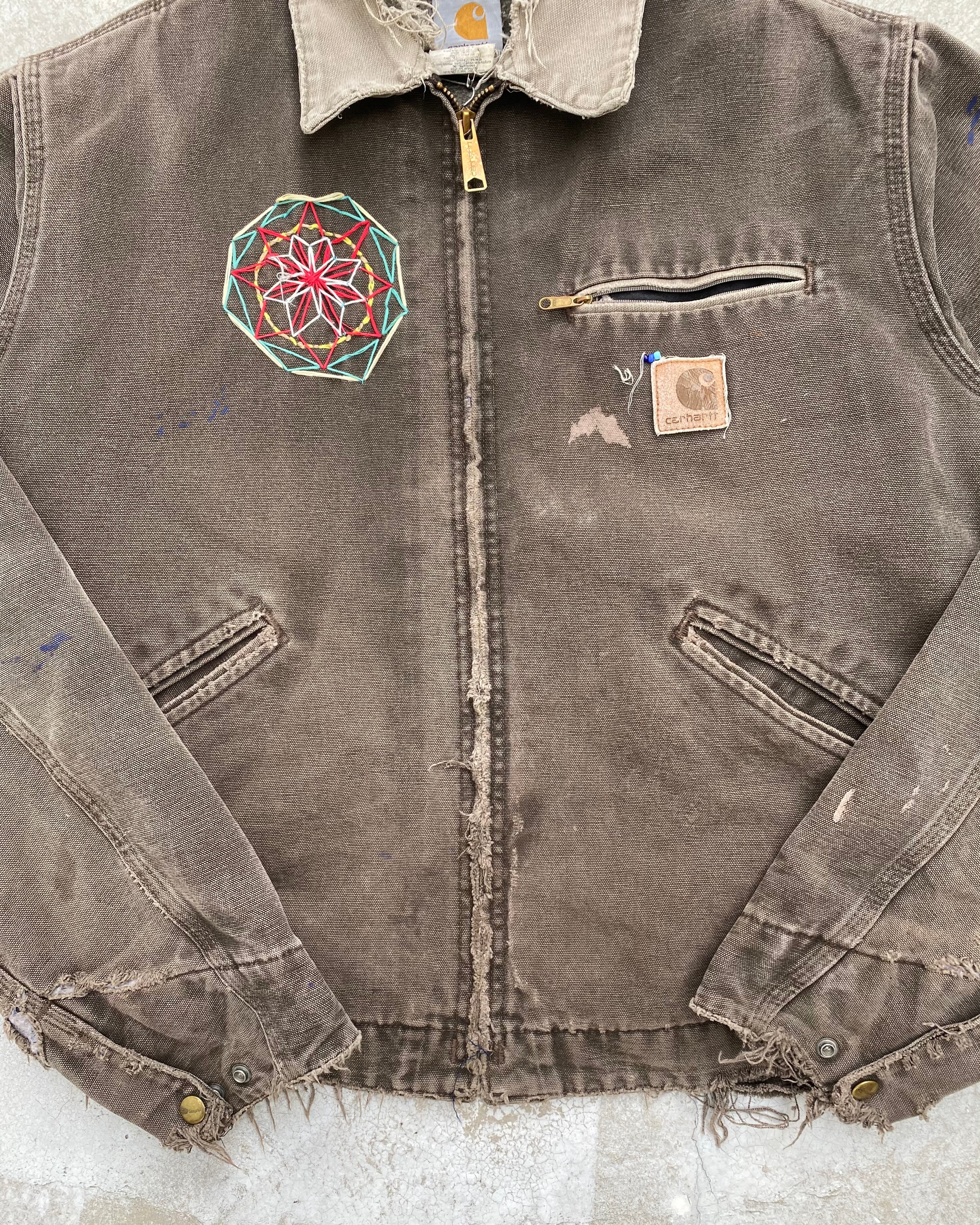 1990S SUN FADED CARHARTT EMBROIDERED DETROIT JACKET (M/L)