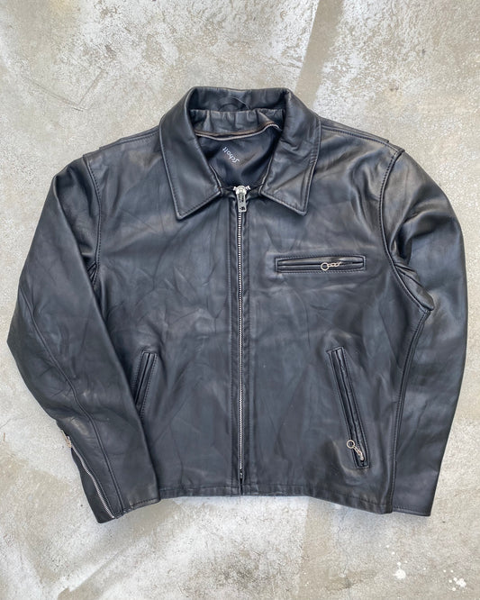 1970S SCHOTT BLACK LEATHER JACKET (M/L)