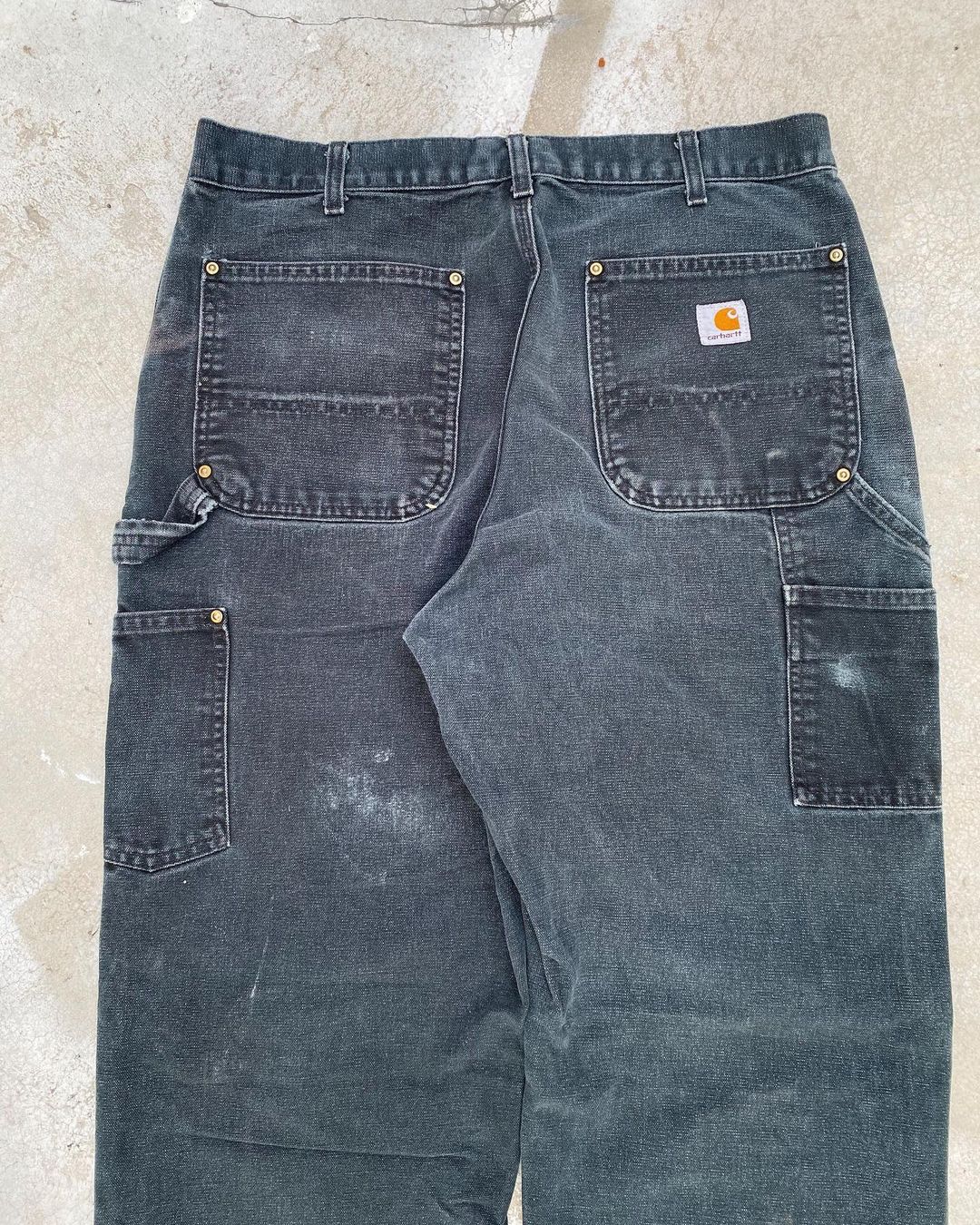 1990s Faded Black Carhartt Double Knee Pants