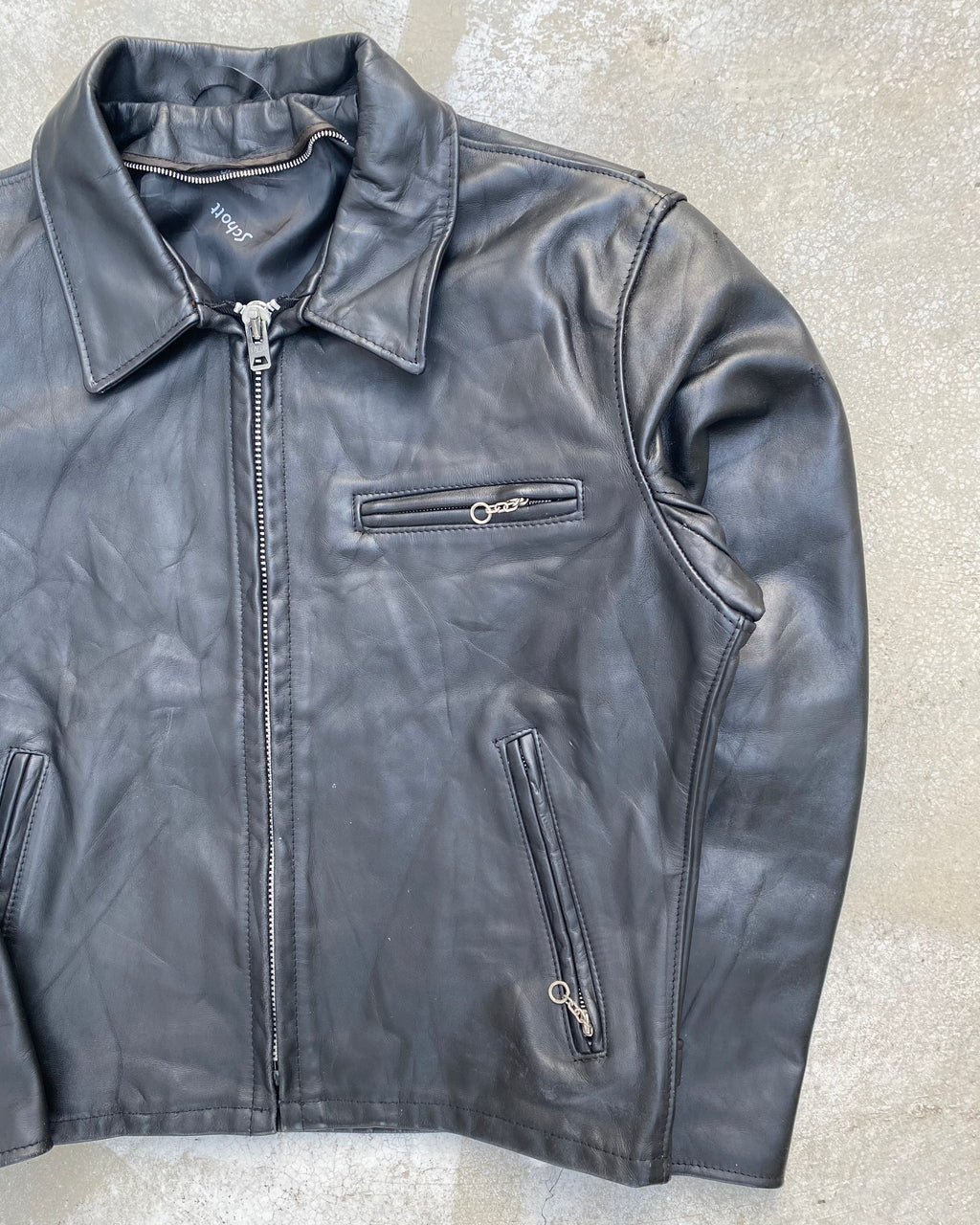 1970S SCHOTT BLACK LEATHER JACKET (M/L)