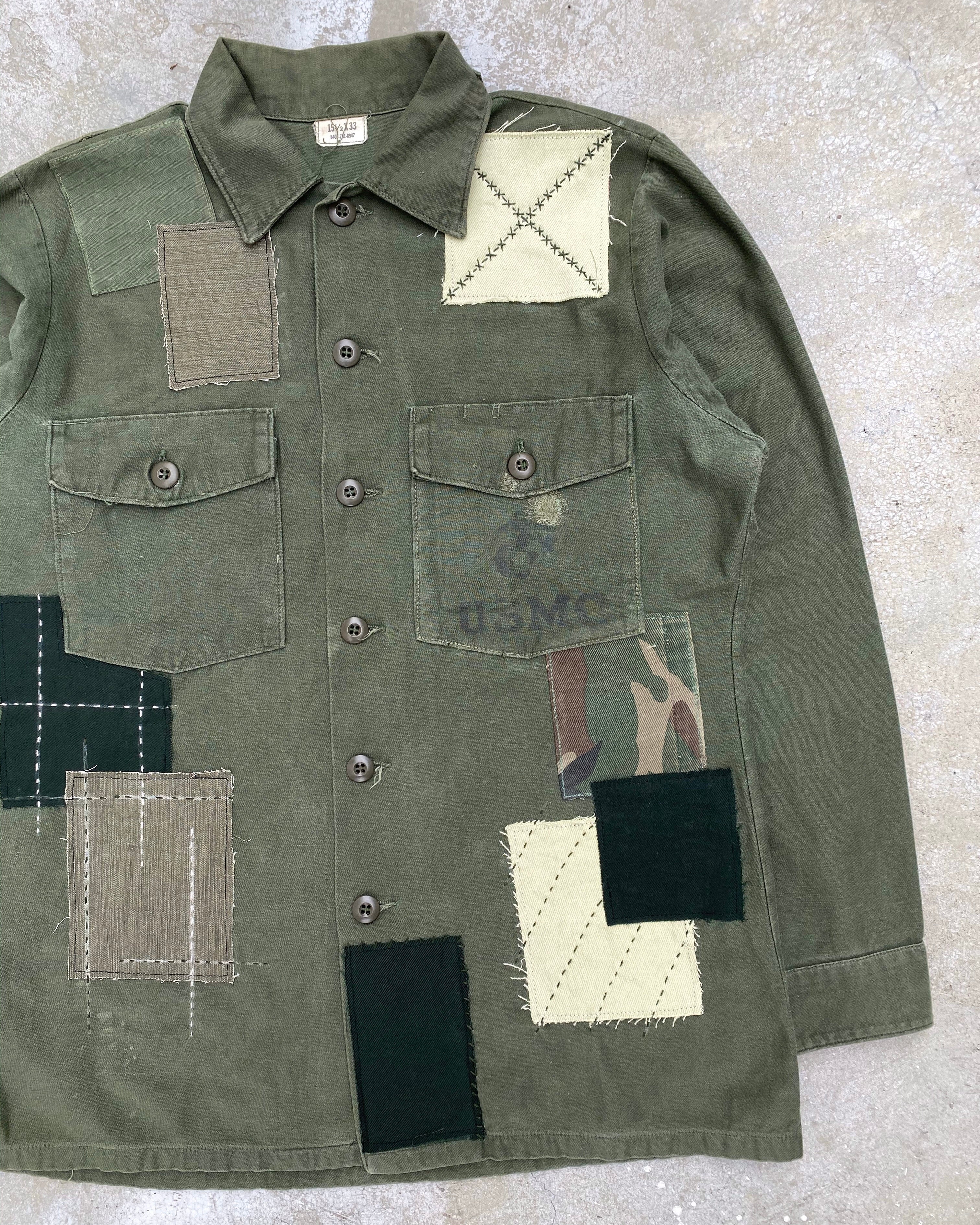1970S USMC OG-107 SATEEN MILITARY SHIRT (M/L)