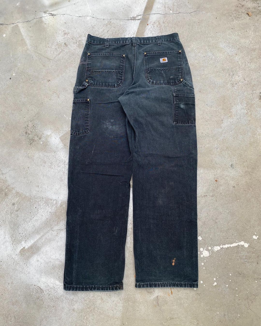 1990s Faded Black Carhartt Double Knee Pants