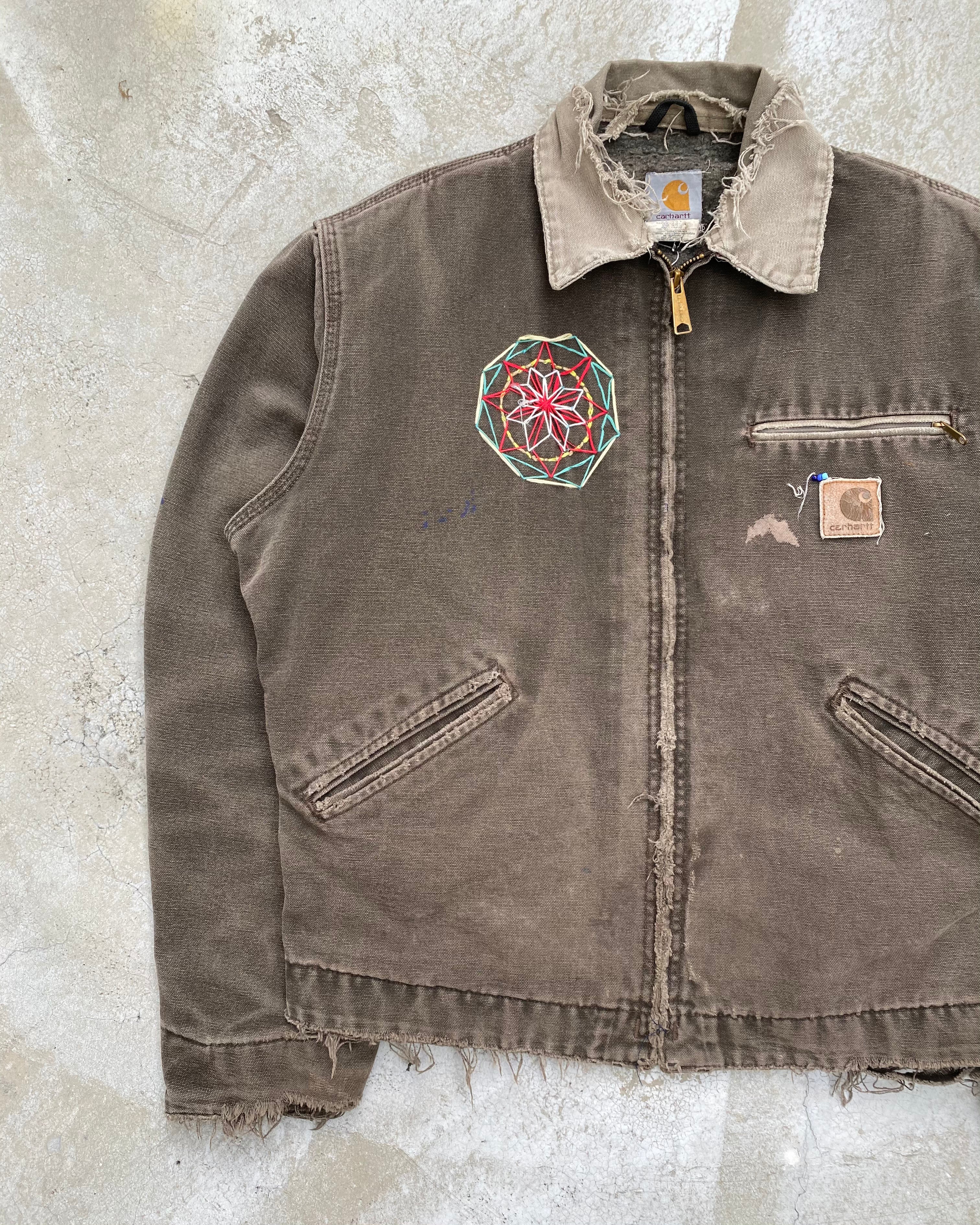 1990S SUN FADED CARHARTT EMBROIDERED DETROIT JACKET (M/L)