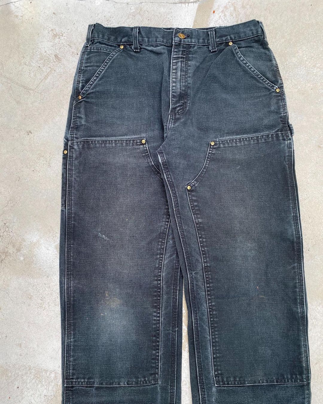 1990s Faded Black Carhartt Double Knee Pants