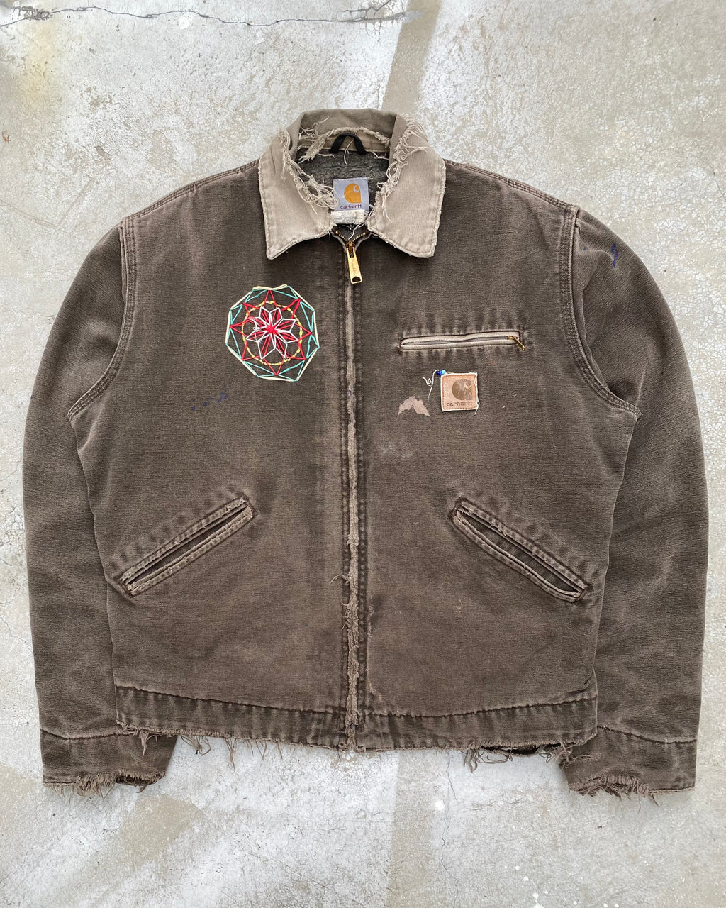1990S SUN FADED CARHARTT EMBROIDERED DETROIT JACKET (M/L)