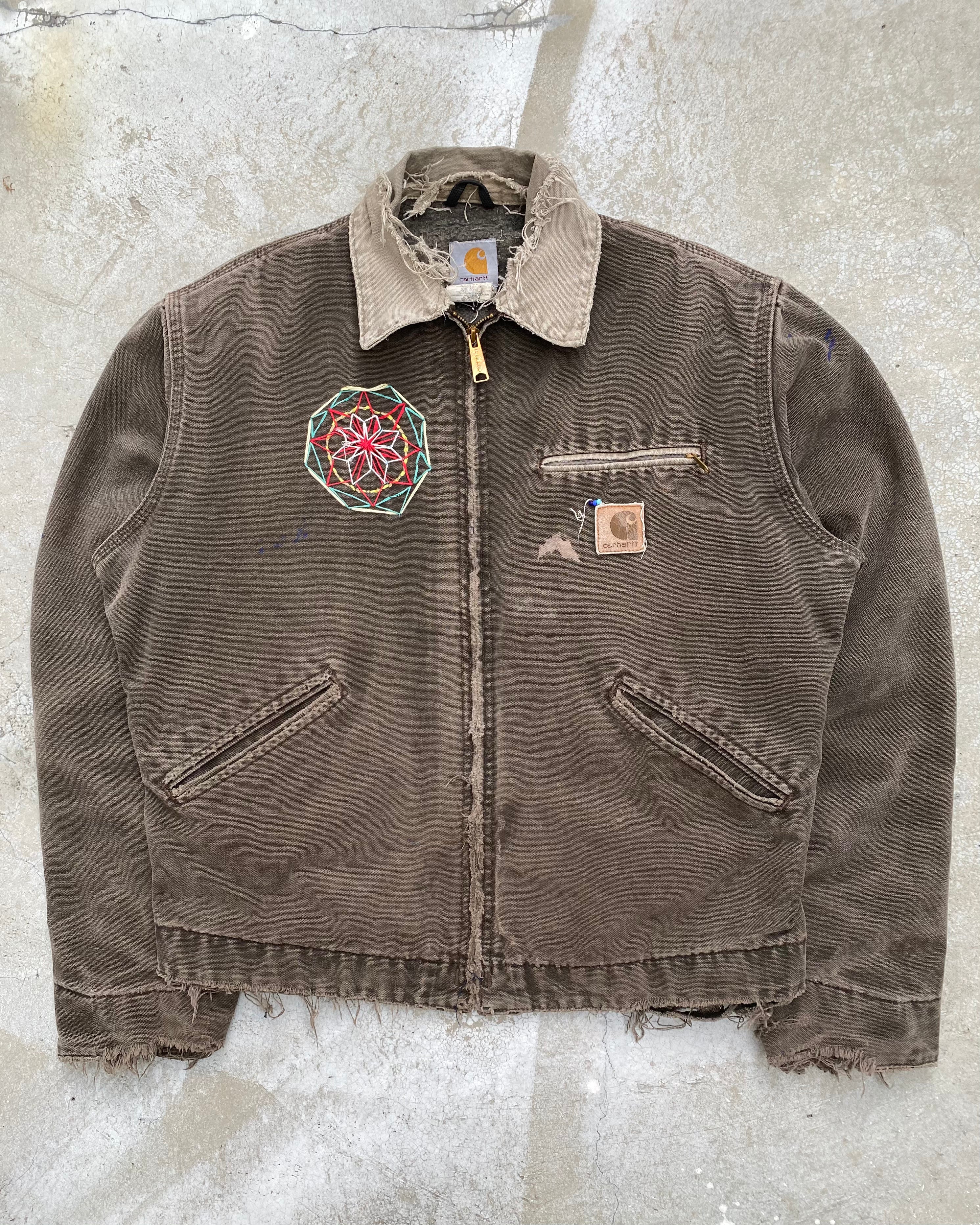 1990S SUN FADED CARHARTT EMBROIDERED DETROIT JACKET (M/L)