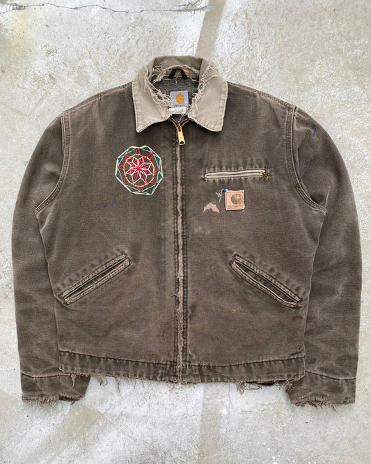 1990S SUN FADED CARHARTT EMBROIDERED DETROIT JACKET (M/L)
