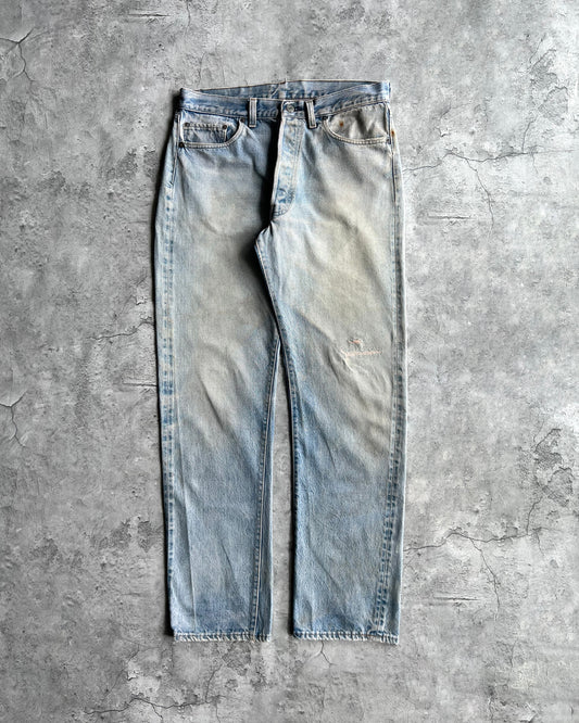 1980S FADED WASHED LEVI'S 501 REDLINE SELVEDGE JEANS (35X36)