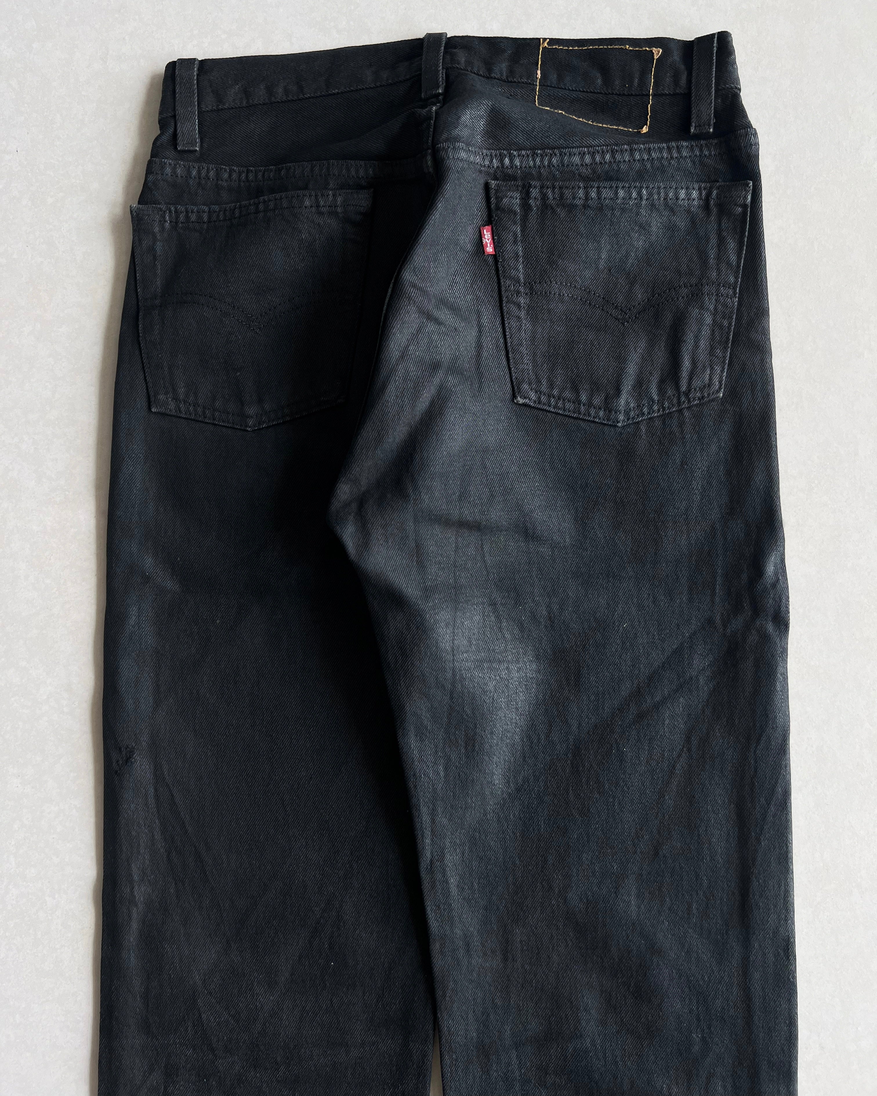 1980S BLACK WAXED LEVI'S 501 JEANS (29X30)