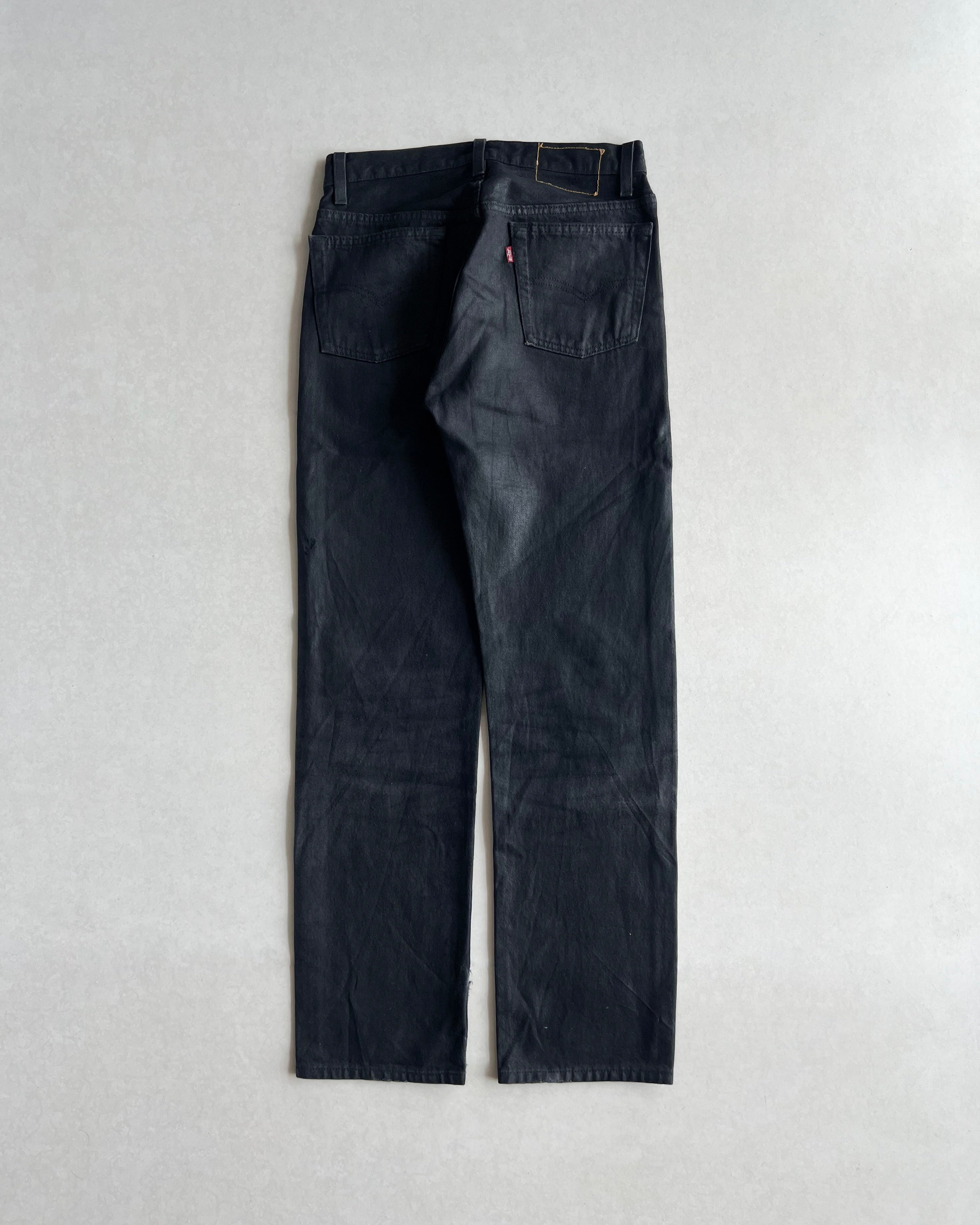 1980S BLACK WAXED LEVI'S 501 JEANS (29X30)