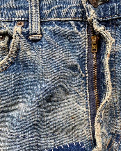 1960S FADED WASHED LEVI’S BIG E 505 PATCHED JEANS (31X30)