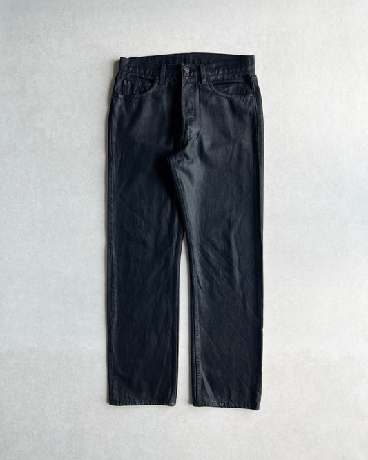 1980S BLACK WAXED LEVI'S 501 JEANS (32X30)