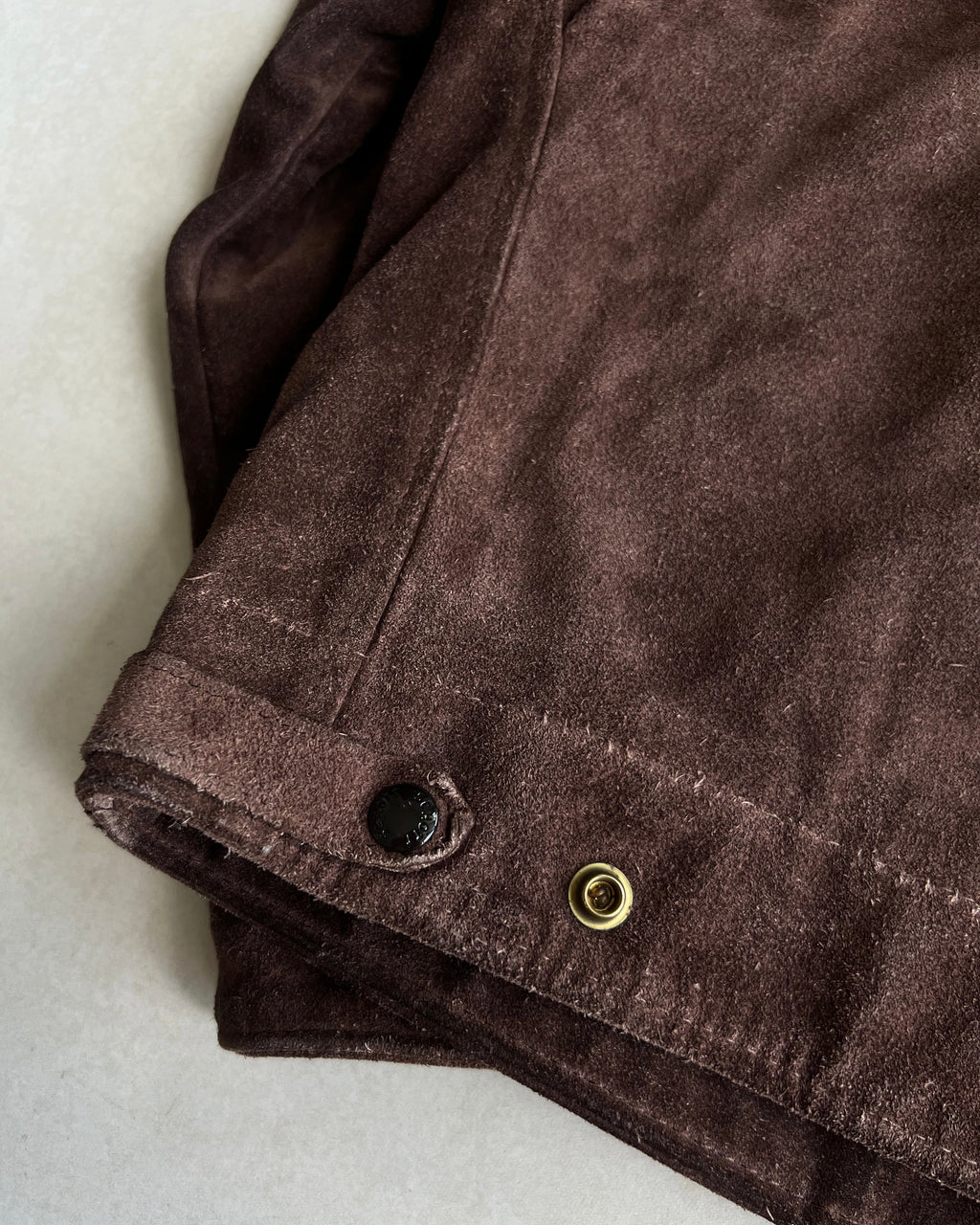 1970S SCHOTT SUEDE LEATHER COLLAR ZIP-UP JACKET (M/L)