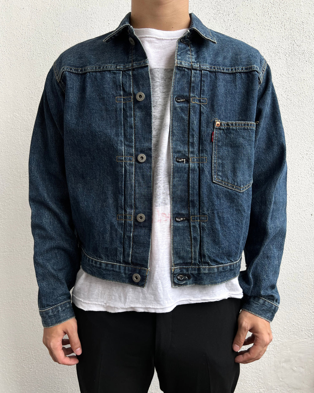 1990S DARK WASHED BIG E LEVI'S TYPE I DENIM JACKET (M/L)