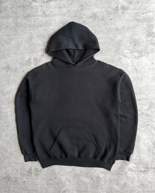 1990S FADED BLACK DISCUS ATHLETIC BLACK BLANK HOODIE (L)