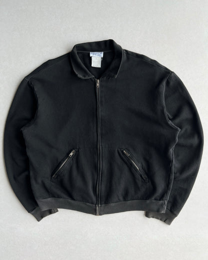 1990S FADED BLACK AGNES B. ZIP-UP SWEATS JACKET (L)