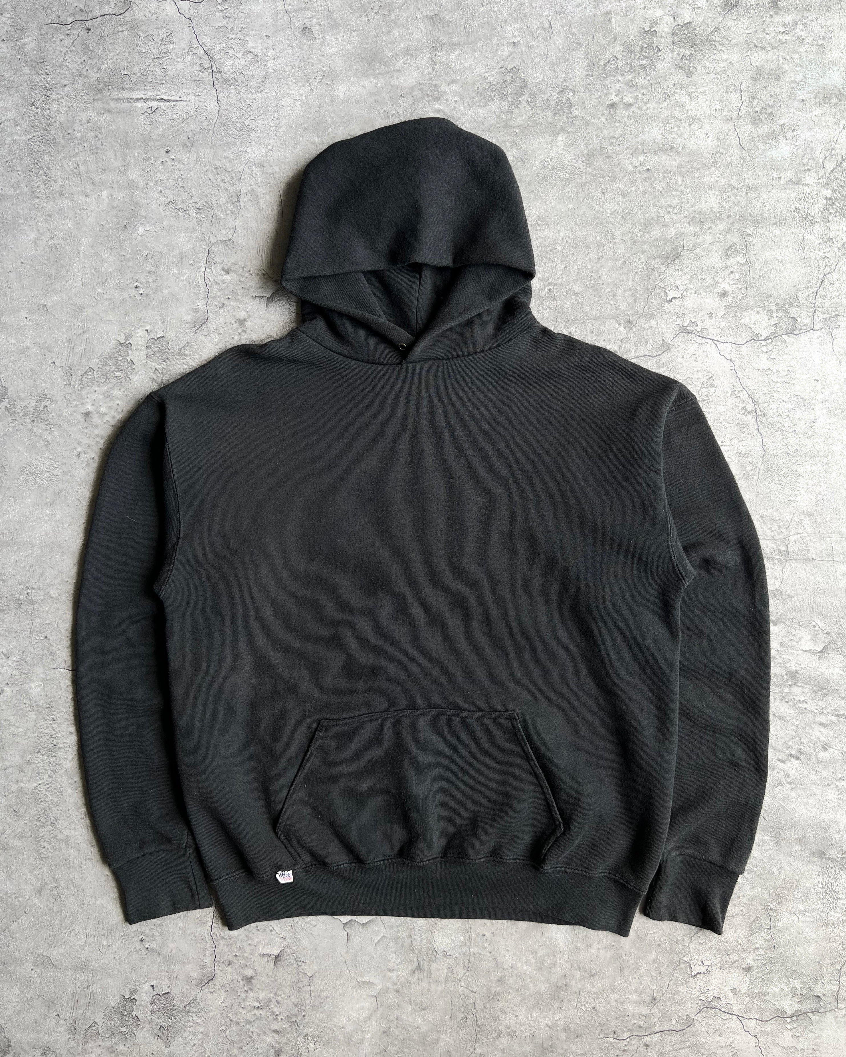 1990S SKI FADED BLACK BLANK HOODIE (L)