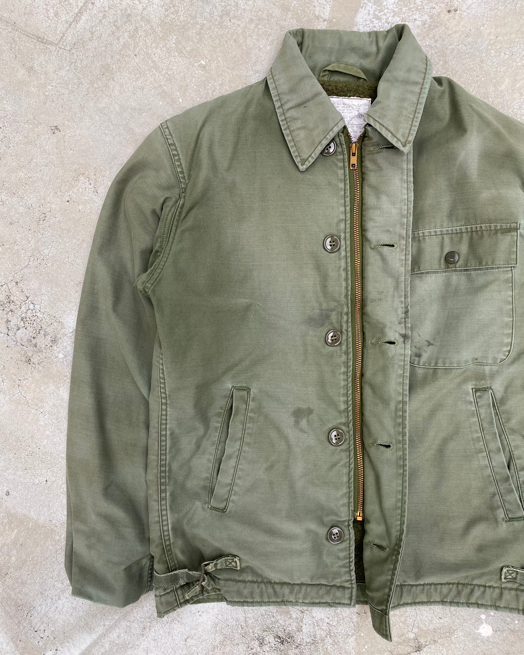 1970S SUN FADED US ARMY A-2 DECK JACKET (S/M)